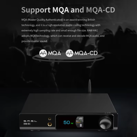 SMSL RAW-HA1 Power Amplifier MQA MQA-CD XU316 32Bit/768kHz DSD256 BT5.1 Support LDAC APTX/HD SBC AAC SMSL HA1 Amplifier