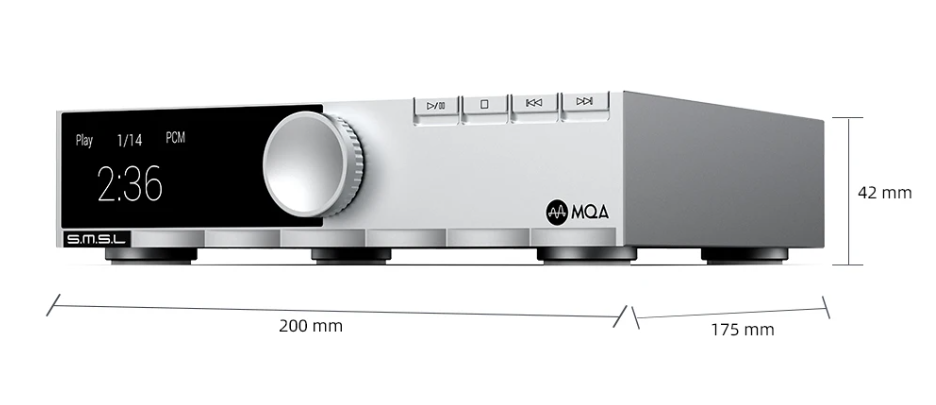 SMSL PL200T CD player MQA-CD Transport Clock Input output P.A.S.S. system optical coaxial AES I2S output
