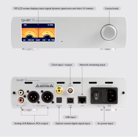 DAART YULONG D39 Streaming Decoder DAC ESS9039PRO chip DSD1024 PCM768kHz Local Sync I2S Streaming AES Network USB Easy Switching