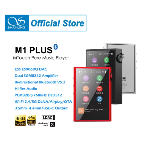 SHANLING M1 PLUS Hi-res HIFI Portable Music MP3 Player ES9069Q DAC Dual SGM8262 DSD512 Bluetooth 5.2 LDAC WiFi DLNA Airplay