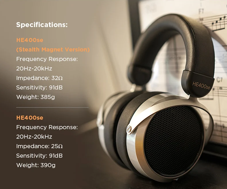 HIFIMAN HE400SE Stealth Magnets Over-Ear Open-Back Full-Size Planar Magnetic Wired Headphones