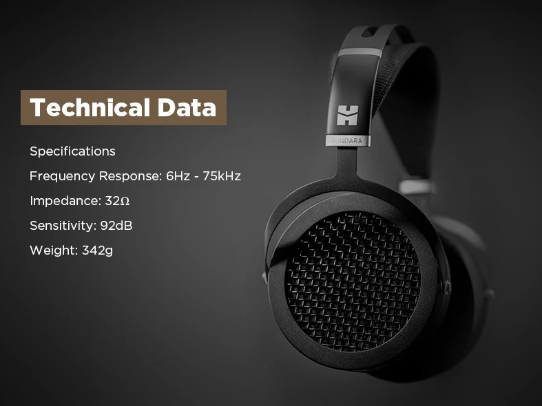 HIFIMAN SUNDARA Over-Ear Full-Size Planar Magnetic Headphones (Black) with High Fidelity Design Metal Casing