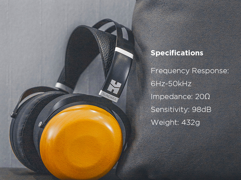 HIFIMAN SUNDARA Closed-Back Over-Ear Planar Magnetic Wired Hi-Fi Headphones with Stealth Magnet Design, Wood Ear Cups