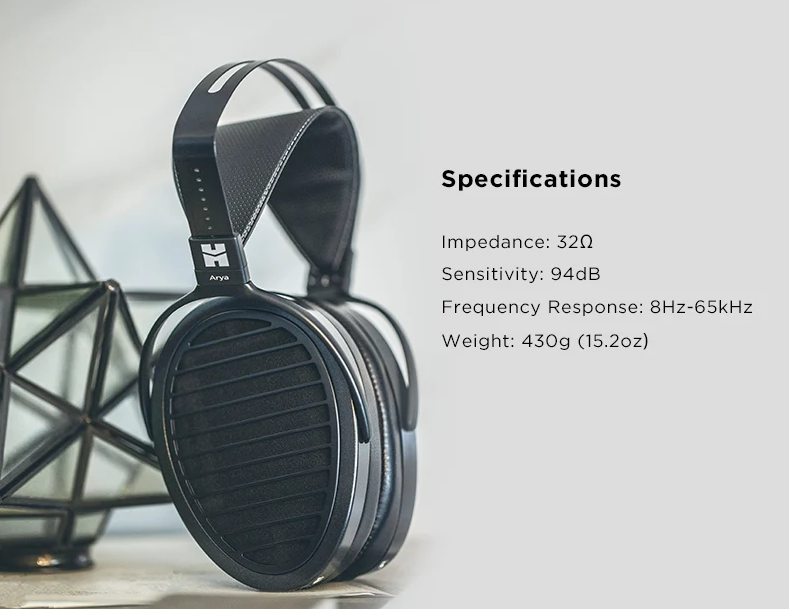 HIFIMAN Arya Full-Size Over Ear Planar Magnetic Audiophile Adjustable Headphone Stealth Magnets Version