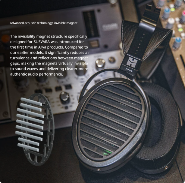 HIFIMAN Arya Full-Size Over Ear Planar Magnetic Audiophile Adjustable Headphone Stealth Magnets Version