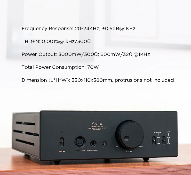HIFIMAN × GOLDENWAVE GA-10 High-End Desktop Tube Headphone Amplifier with Balanced Output for Home Audio, Black