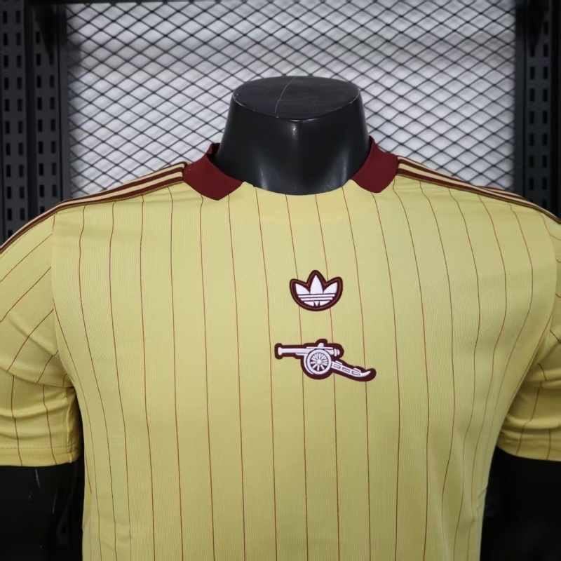 25-26 Arsenal Yellow Retro Model Soccer Jersey Player Version S-2XL