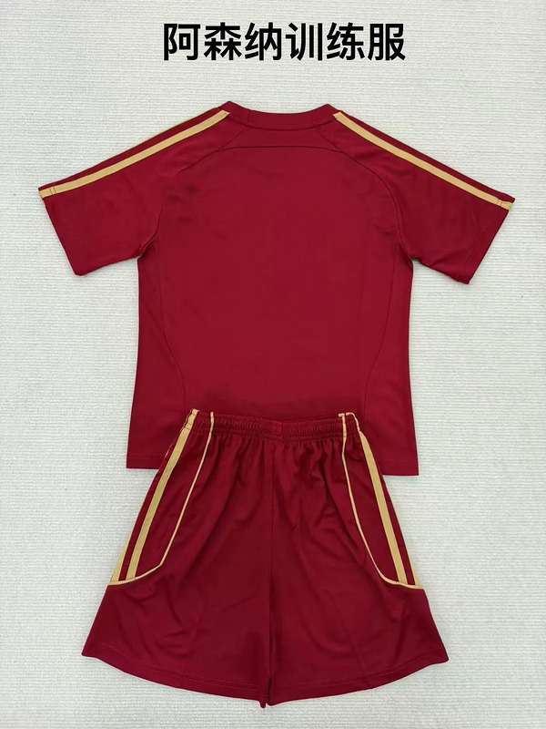 25-26 Arsenal Red Training Soccer Kids Kit Jersey+Shorts Size 16-28