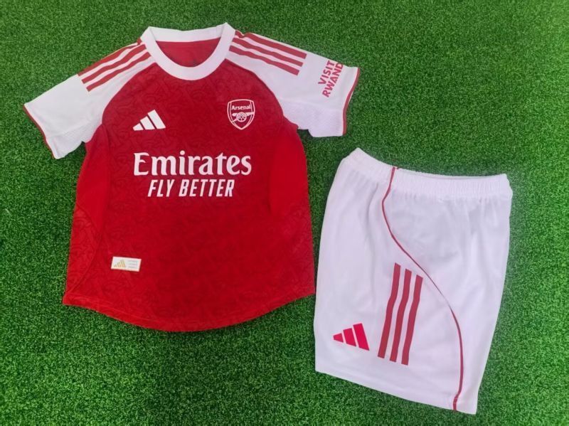 25-26 Arsenal Home player version Soccer Kids Kit Jersey+Shorts Size 16-28