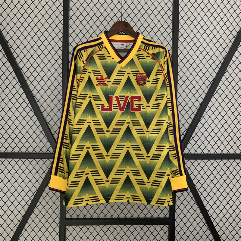 1991 1993 Arsenal Away Retro Version Jersey Long Sleeve S-2XL