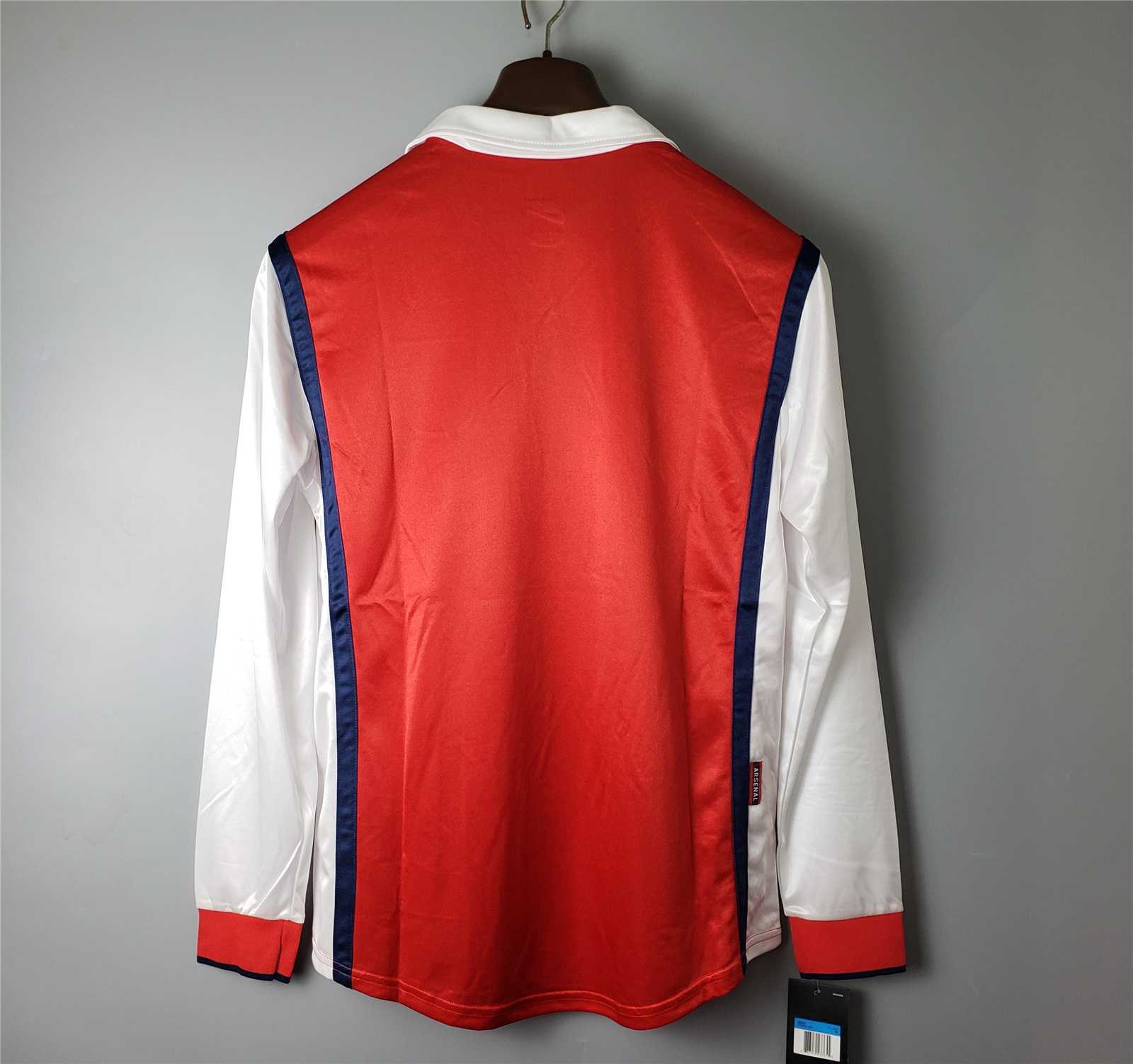 1998 1999 Arsenal Home Retro Version Jersey Long Sleeve S-2XL