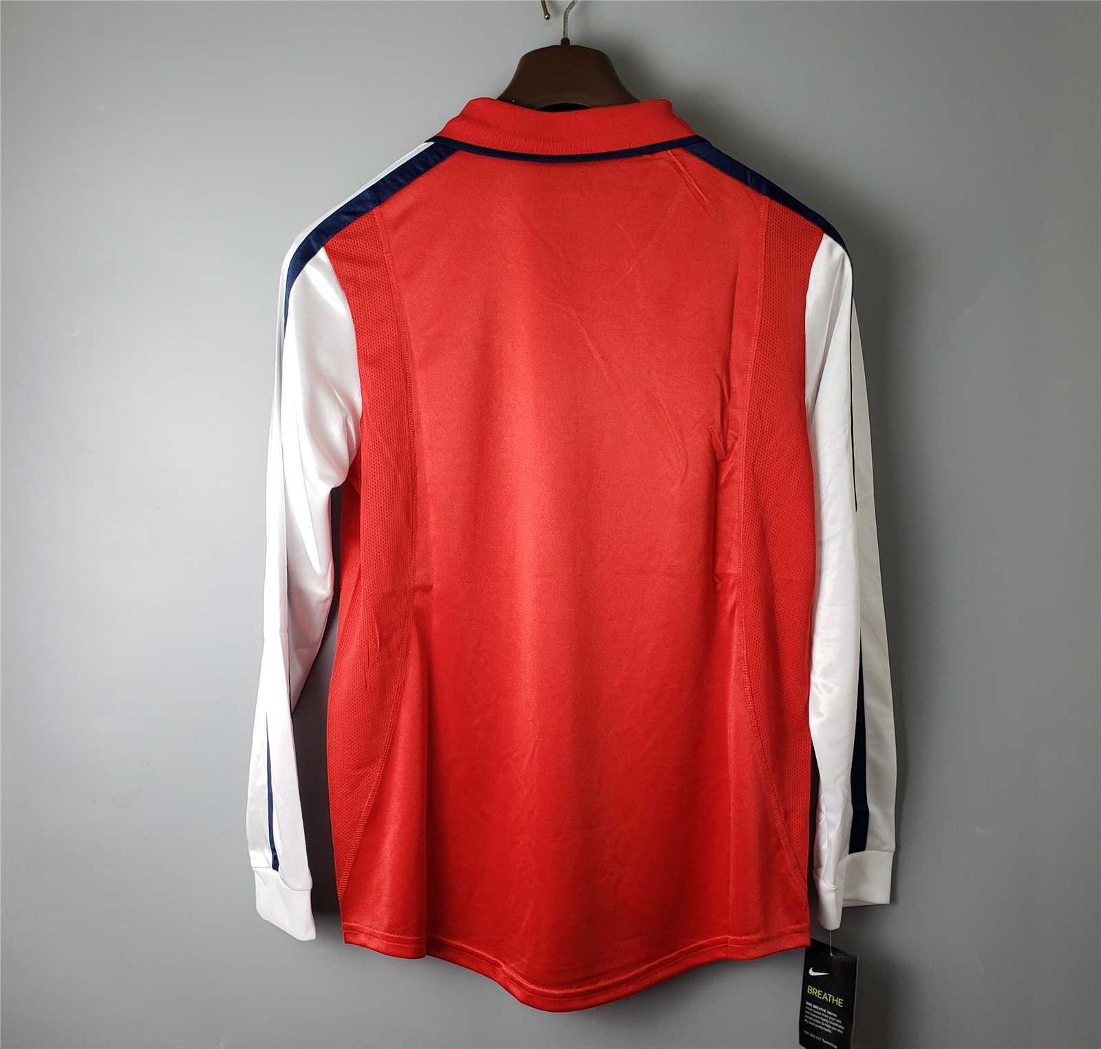 2001 2002 Arsenal Home Retro Version Jersey Long Sleeve S-2XL
