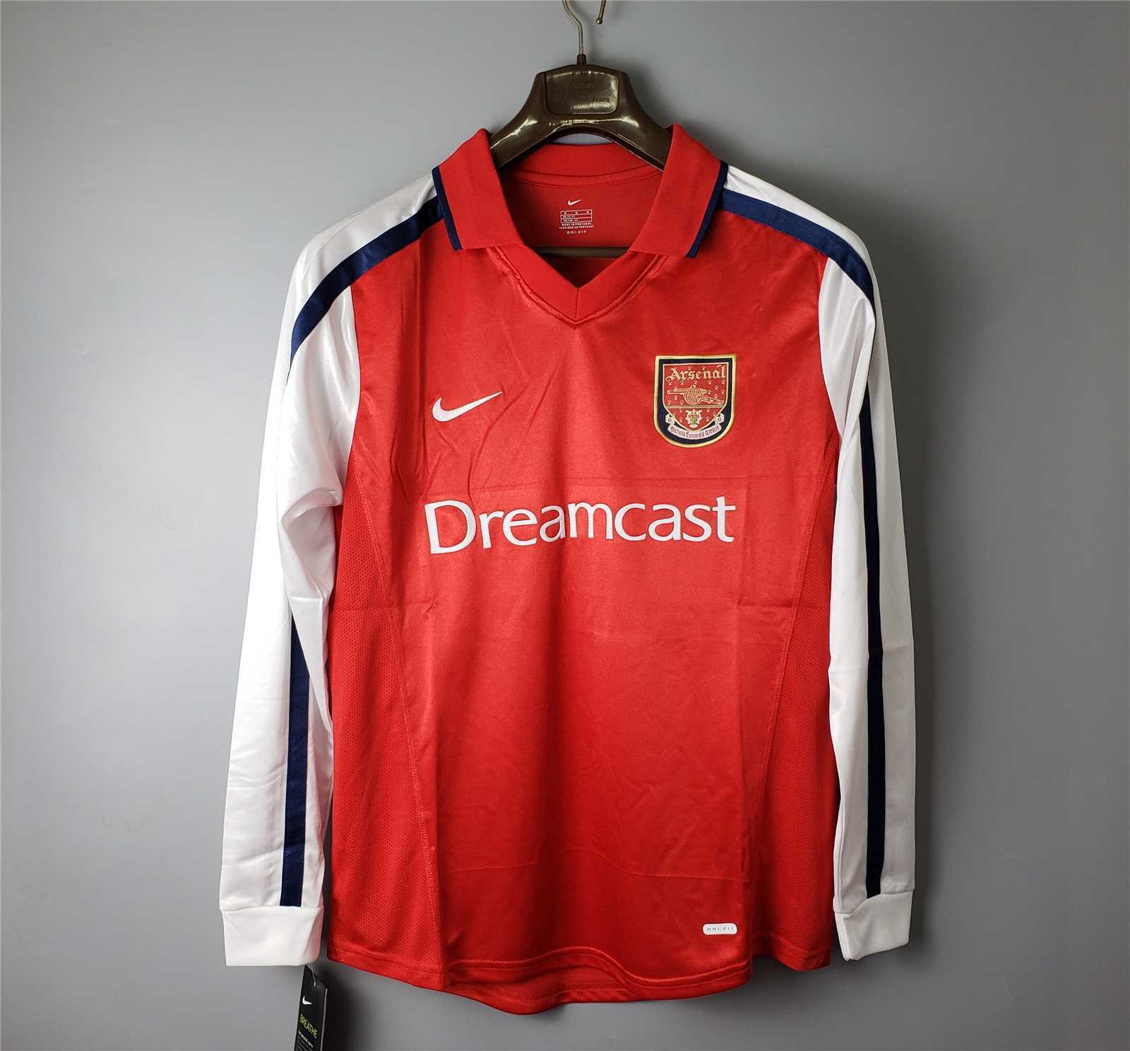 2001 2002 Arsenal Home Retro Version Jersey Long Sleeve S-2XL