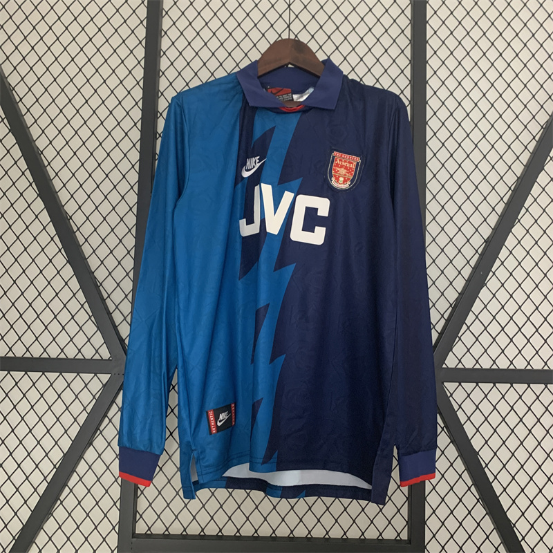 1995 1996 Arsenal Away Retro Version Jersey Long Sleeve S-2XL
