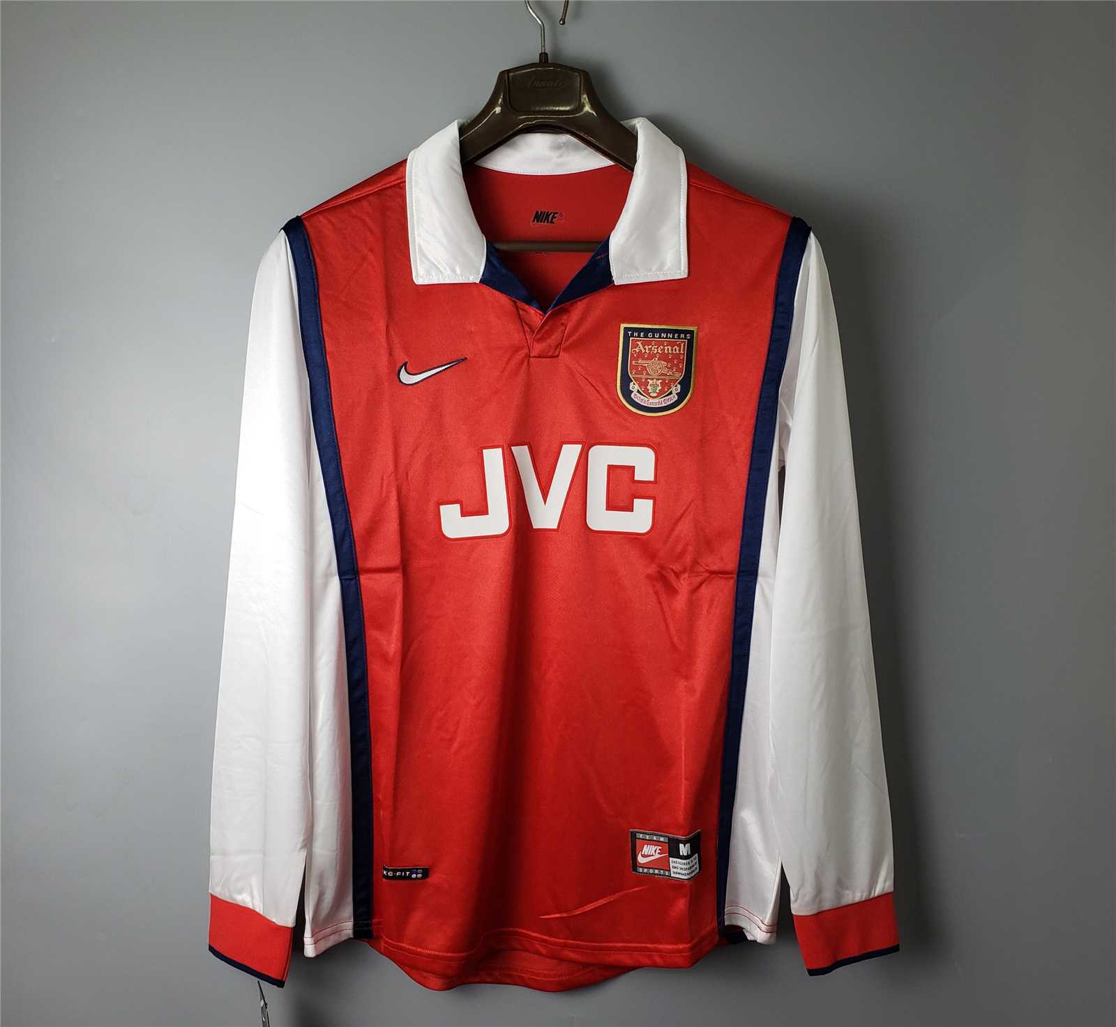 1998 1999 Arsenal Home Retro Version Jersey Long Sleeve S-2XL