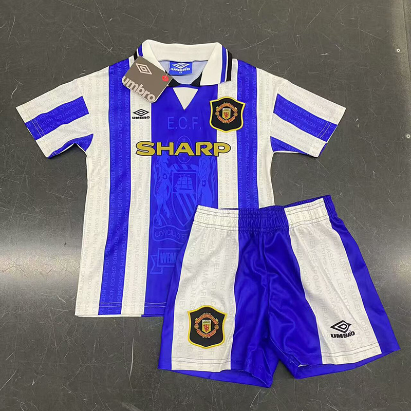 1994-1996 Manchester United Third Retro Version Jersey Kids Size 16-28