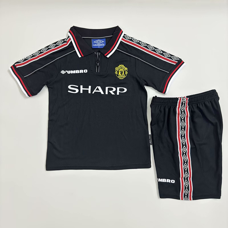 1998-1999 Manchester United Away Retro Version Jersey Kids Size 16-28