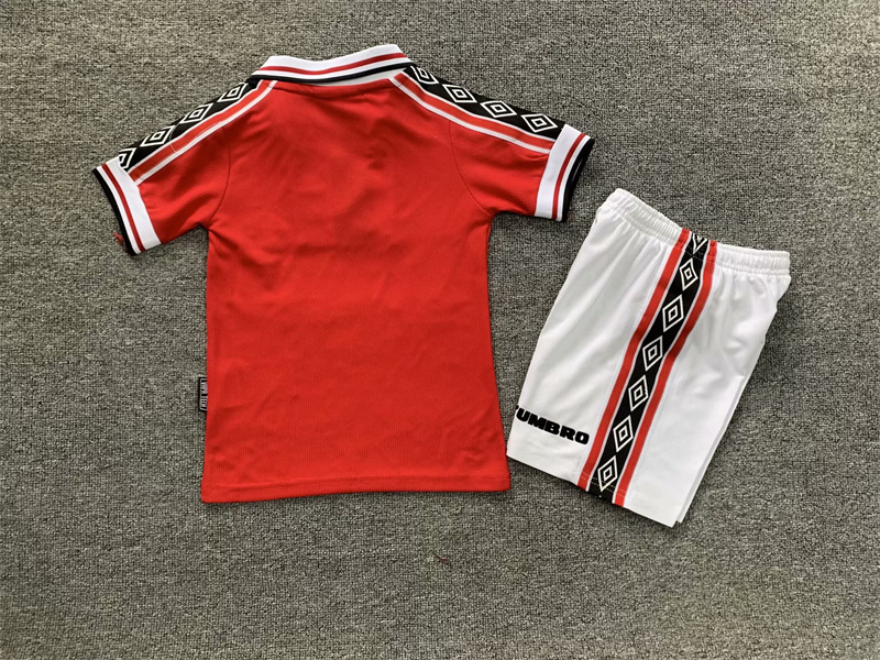 1998-1999 Manchester United Home Retro Version Jersey Kids Size 16-28