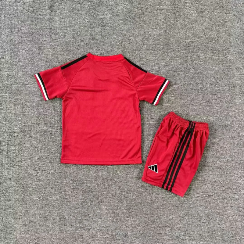 25-26 Manchester United Red Rose Special Soccer Kids Kit Jersey+Shorts Size 16-28