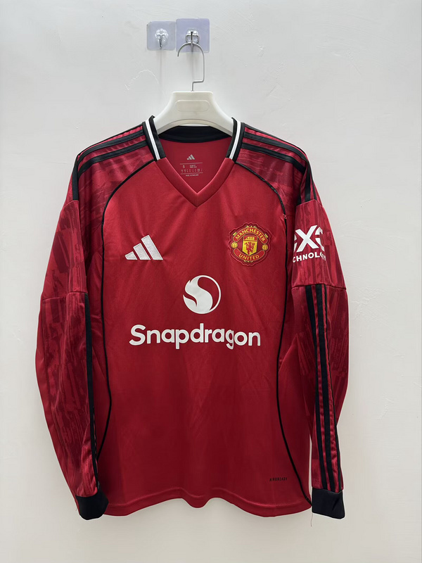 25-26 Manchester United Home Soccer Jersey Long Sleeve S-2XL