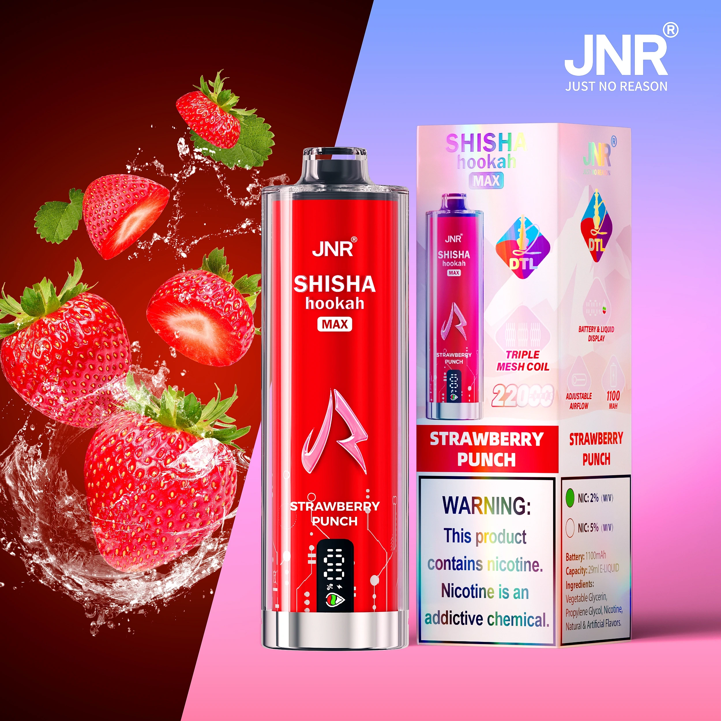 JNR Shisha Hookah Max 22000 Puffs Wiederaufladbares Einweg Kit