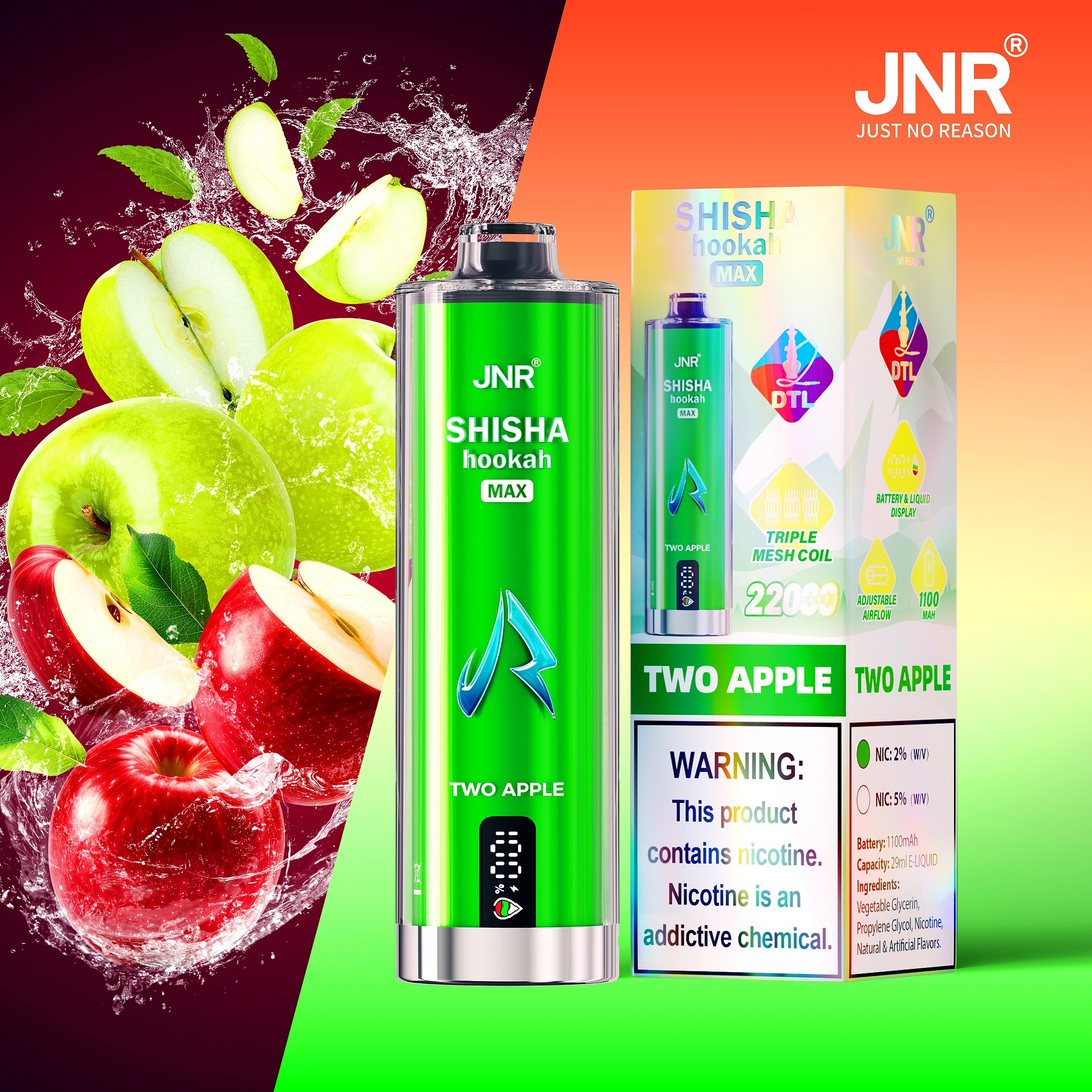 JNR Shisha Hookah Max 22000 Puffs Wiederaufladbares Einweg Kit