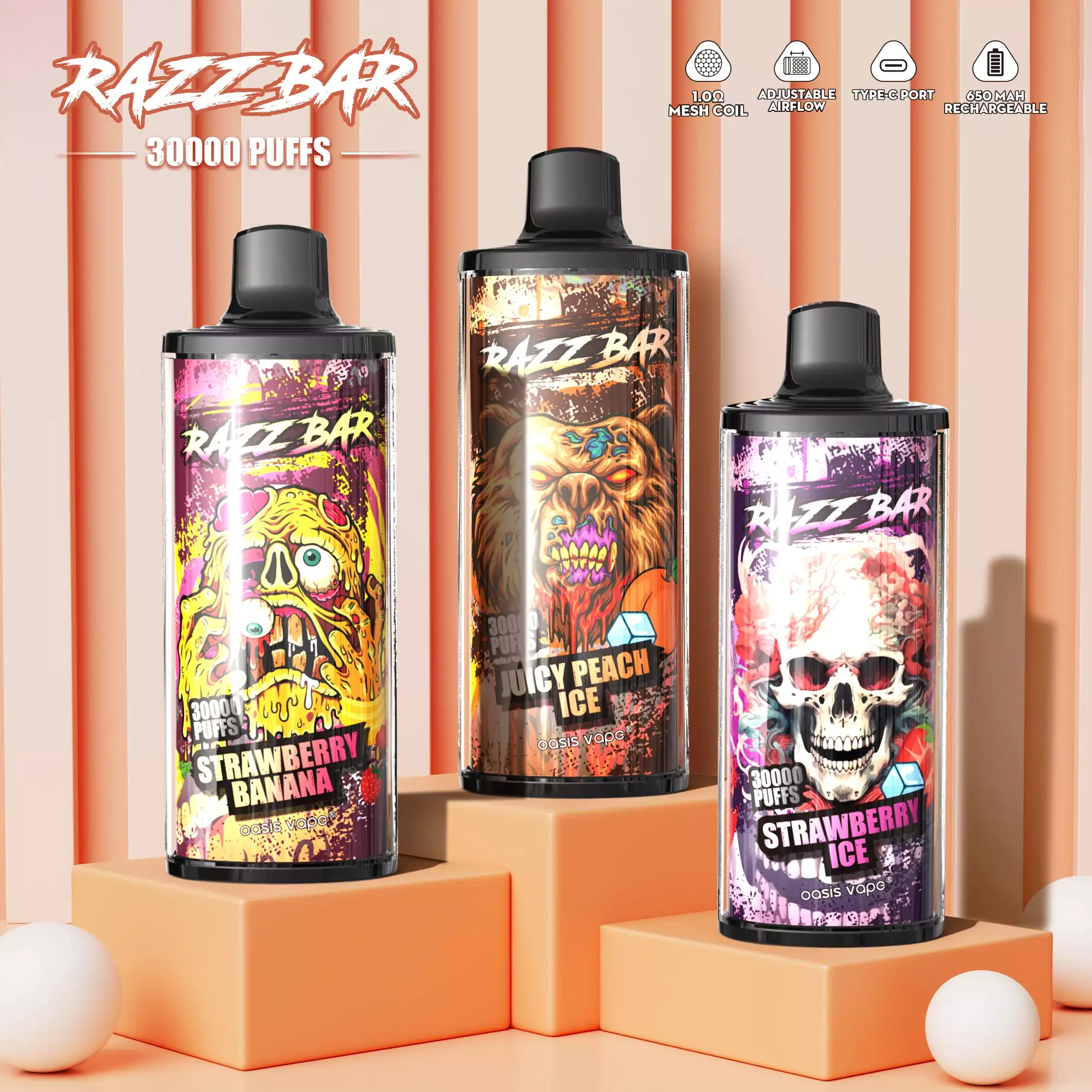 RAZZ BAR 30000 Puffs Wiederaufladbares Einweg Kit (30K Puffs)