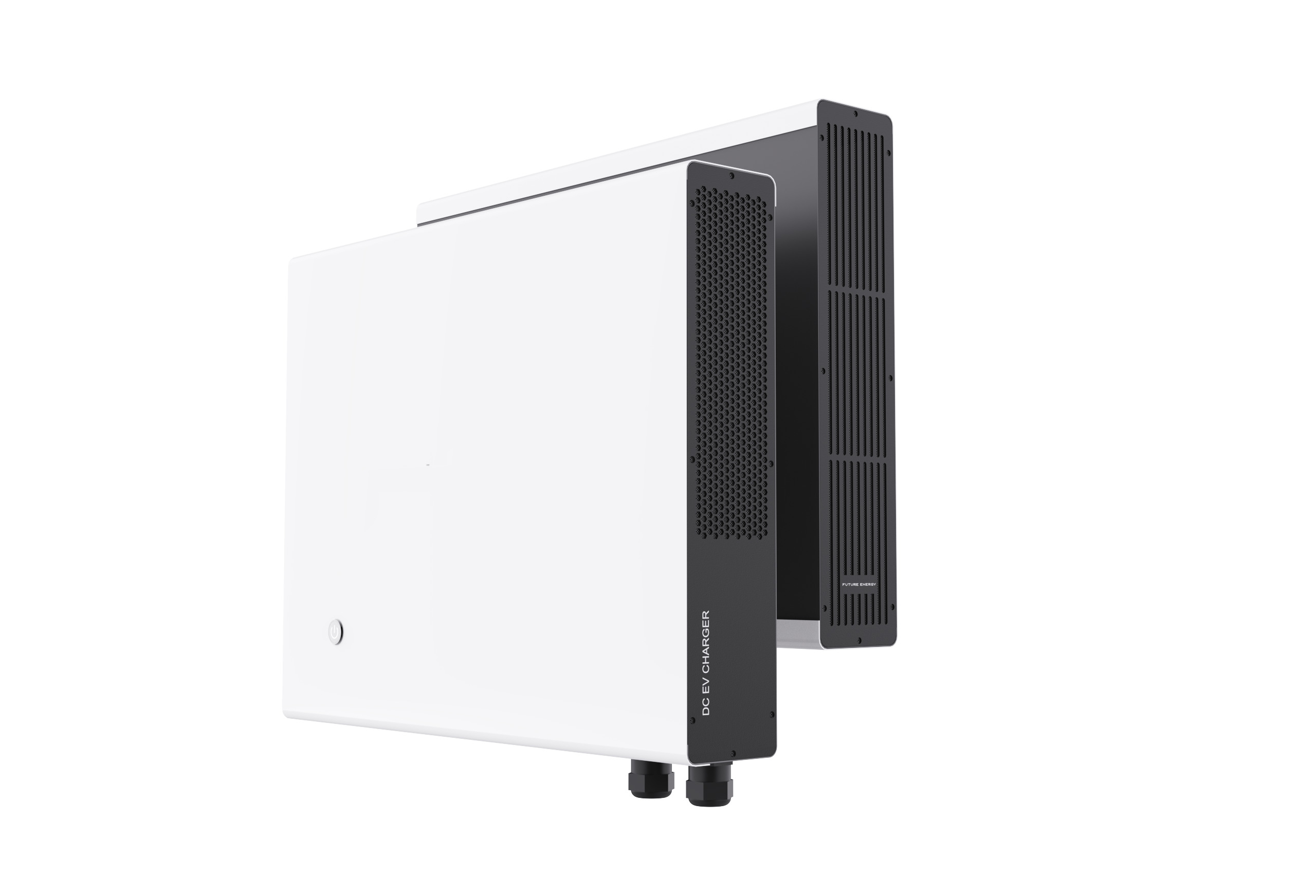 Borne de recharge rapide commerciale pour véhicules électriques (20 kW, 30 kW, 40 kW CC) avec double connecteur pour usage domestique, véhicules électriques privés et flottes de véhicules.