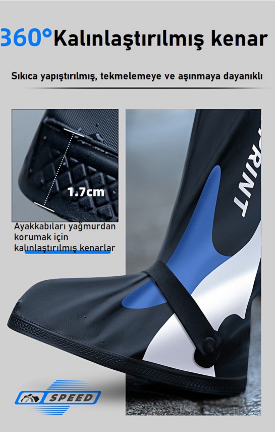 Yağmur botları aşınmaya dayanıklı yüksek tüplü kaymaz kalın su geçirmez motosiklet ayak örtüsü kadın açık hava sürüşü erkek yetişkin PVC öğrenci