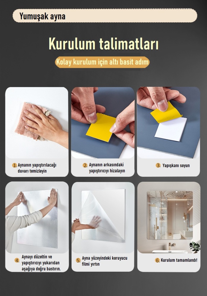 Yumuşak ayna duvar kendinden yapışkanlı akrilik tam gövdeli giyinme aynası HD duvar aynası çıkartması uyumlu ayna gardırop lensi