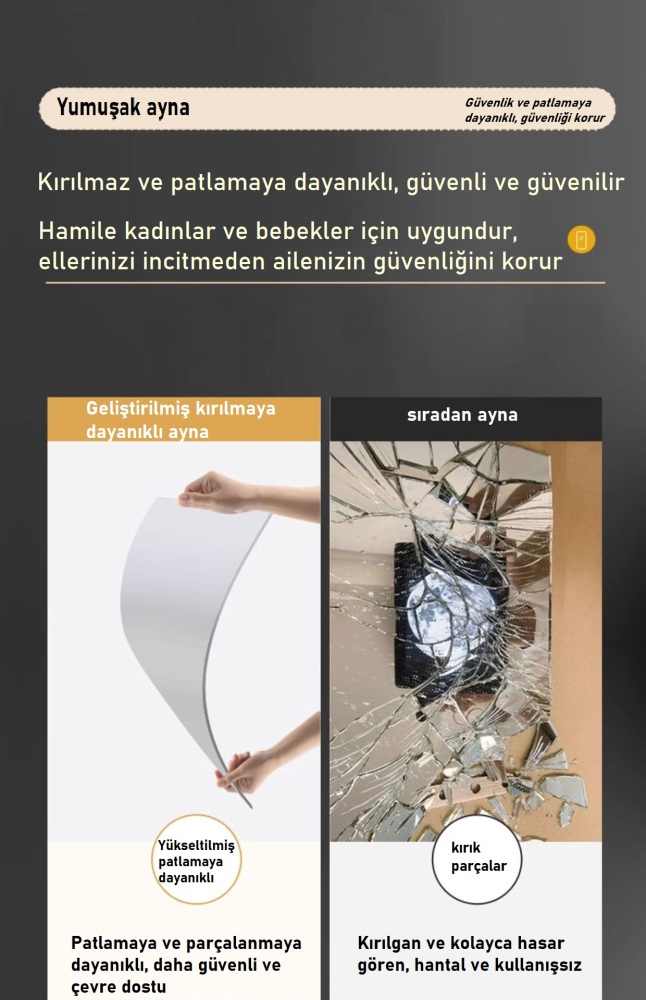 Yumuşak ayna duvar kendinden yapışkanlı akrilik tam gövdeli giyinme aynası HD duvar aynası çıkartması uyumlu ayna gardırop lensi