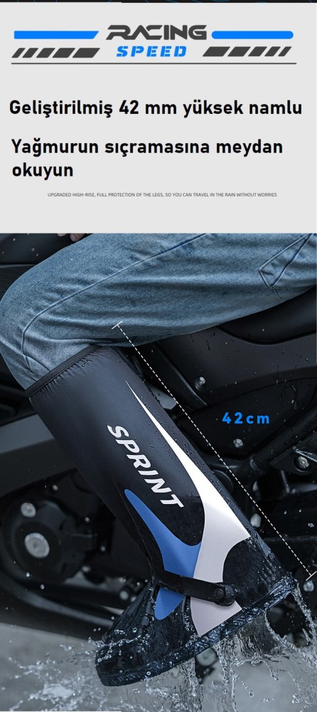 Yağmur botları aşınmaya dayanıklı yüksek tüplü kaymaz kalın su geçirmez motosiklet ayak örtüsü kadın açık hava sürüşü erkek yetişkin PVC öğrenci