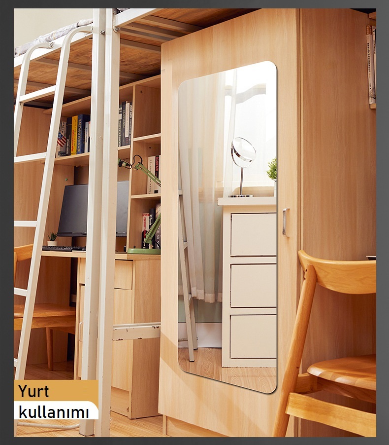 Yumuşak ayna duvar kendinden yapışkanlı akrilik tam gövdeli giyinme aynası HD duvar aynası çıkartması uyumlu ayna gardırop lensi