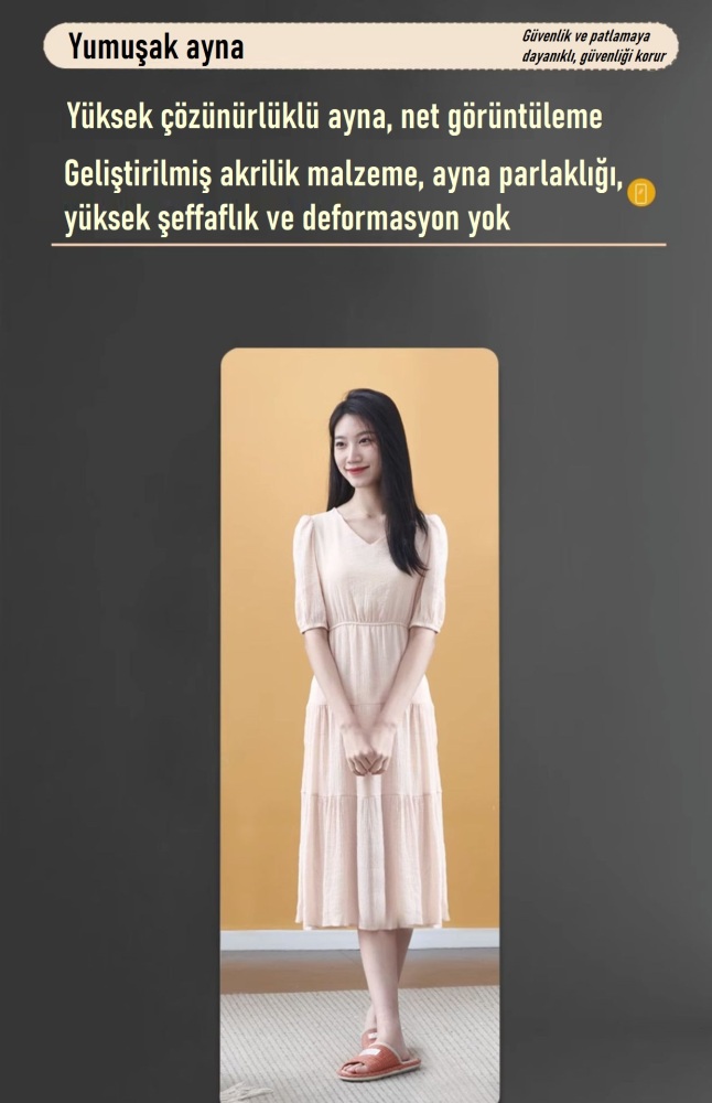 Yumuşak ayna duvar kendinden yapışkanlı akrilik tam gövdeli giyinme aynası HD duvar aynası çıkartması uyumlu ayna gardırop lensi