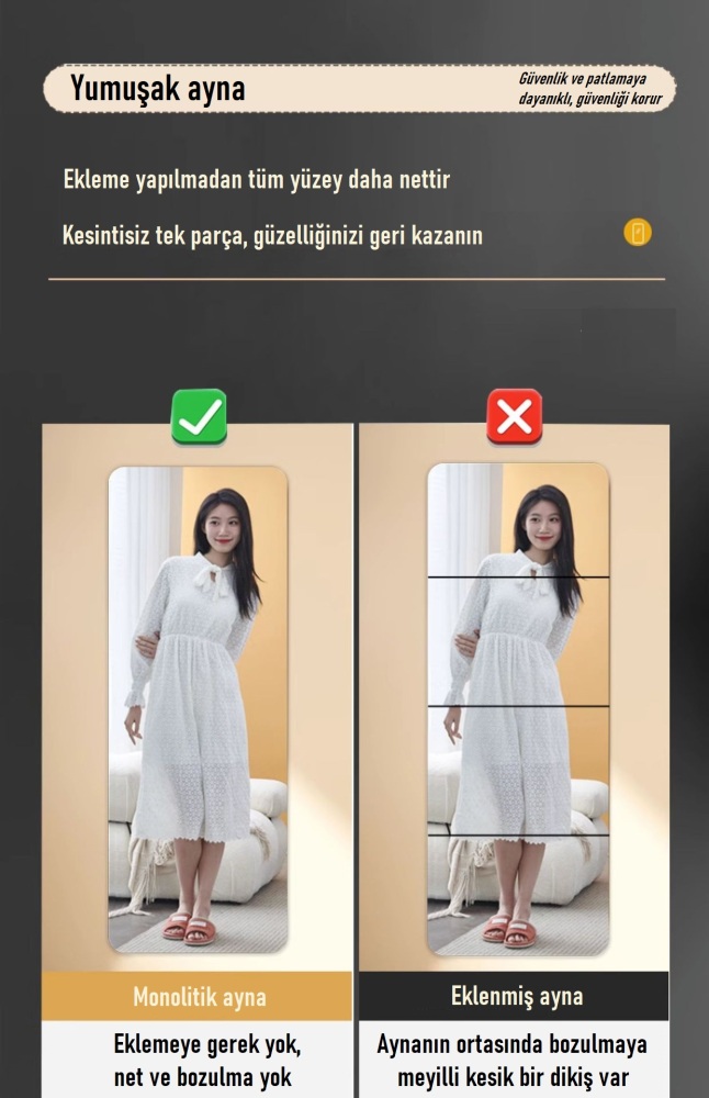 Yumuşak ayna duvar kendinden yapışkanlı akrilik tam gövdeli giyinme aynası HD duvar aynası çıkartması uyumlu ayna gardırop lensi