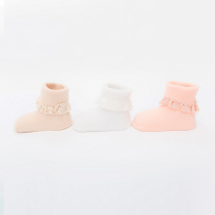 Baby cotton lace socks with double-needle stitching
