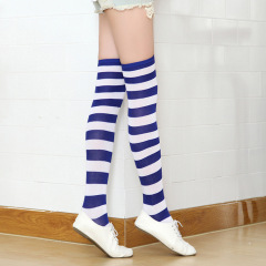 Wholesale Customized Colorful Printed Women's Stockings Over Knee Socks Zebra Stripe Japanese Thigh Striped High Stockings
