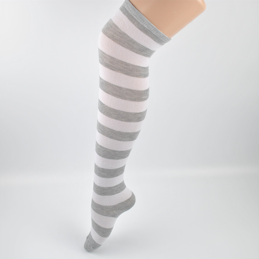 Wholesale Customized Colorful Printed Women's Stockings Over Knee Socks Zebra Stripe Japanese Thigh Striped High Stockings