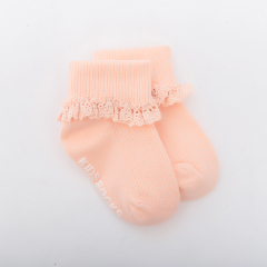 Baby cotton lace socks with double-needle stitching
