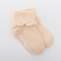 Baby cotton lace socks with double-needle stitching