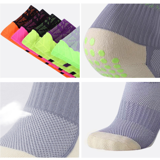 HJ 2025 New Arrival Wholesale Indoor Terry Skate Yoga Socks Mid Calf Cotton Grip Anti Slip Pilates Socks for Unisex