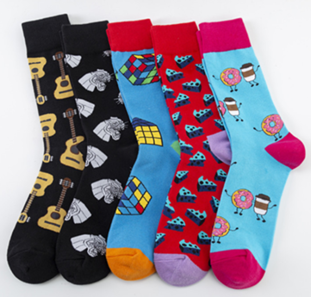 HJ  High quality   Professional Design Happy Custom Colorful Jacquard Sox Design Socks Funny Socks Happy Man Socks