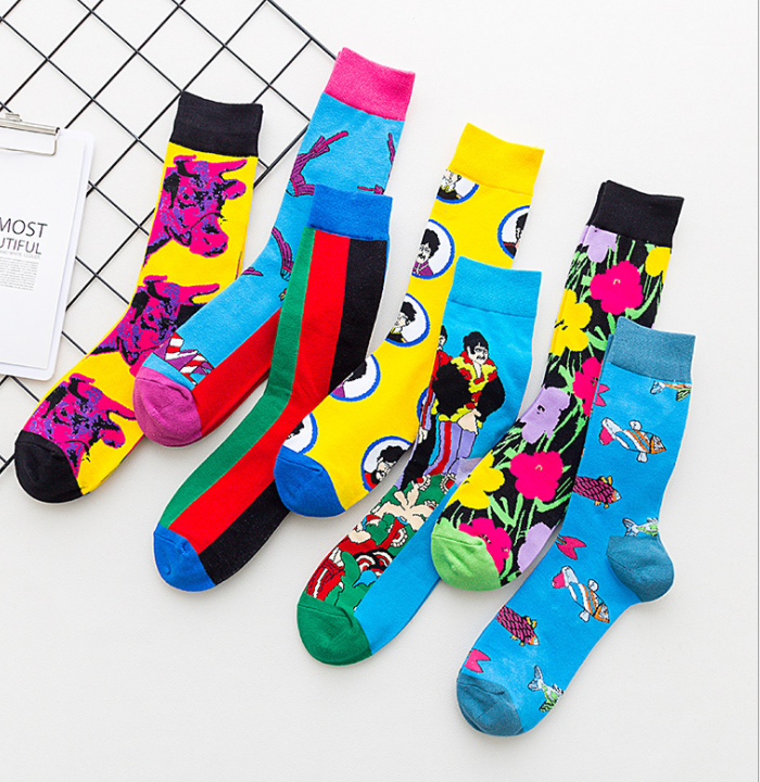 Professional  High quality   Design Happy Custom Colorful Jacquard Sox Design Socks Funny Socks Happy Man Socks
