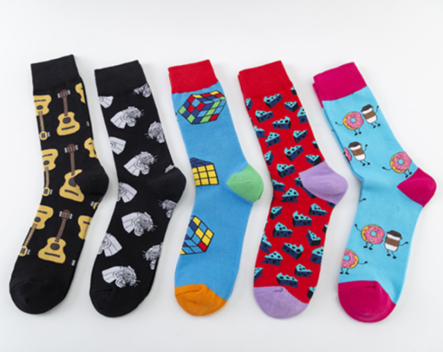 HJ  High quality   Professional Design Happy Custom Colorful Jacquard Sox Design Socks Funny Socks Happy Man Socks