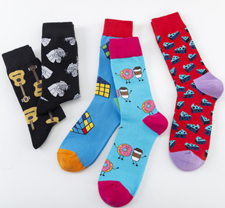 HJ  High quality   Professional Design Happy Custom Colorful Jacquard Sox Design Socks Funny Socks Happy Man Socks