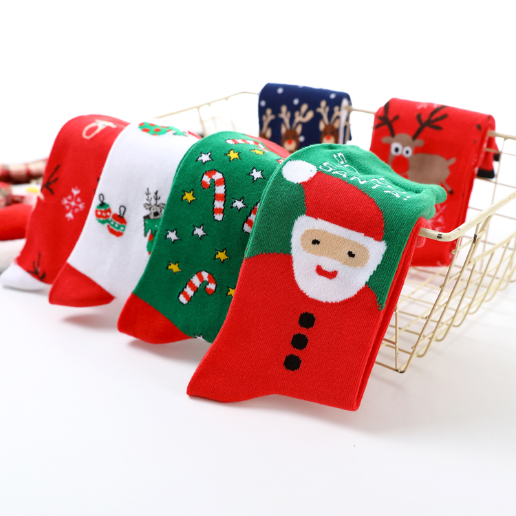 HJ 2025 Best-Selling Mid-Calf Men's Socks Creative Christmas Snow Tree Design Trendyy Cross-Border Biscuit Cotton Light Polyester Bottom