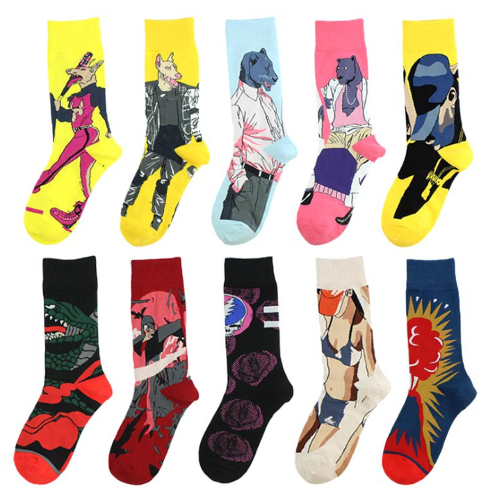 Custom High quality Design Happy  Colorful Jacquard Sox Design Socks Funny Socks Happy Man Socks
