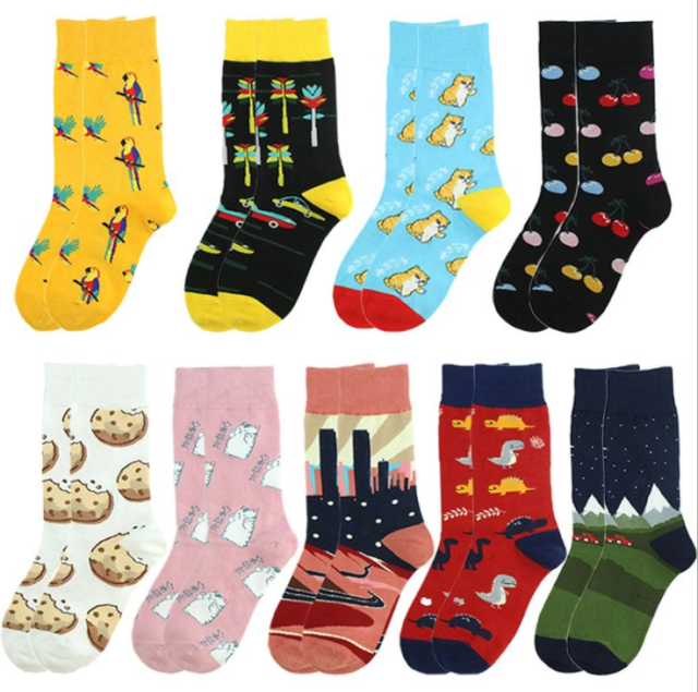 HJ High quality Design Happy  Colorful Jacquard Sox Design Socks Funny Socks Happy Man Socks