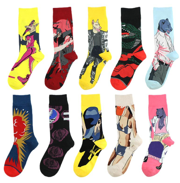 Custom High quality Design Happy  Colorful Jacquard Sox Design Socks Funny Socks Happy Man Socks