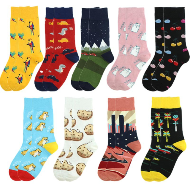 HJ High quality Design Happy  Colorful Jacquard Sox Design Socks Funny Socks Happy Man Socks
